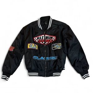 Forever 21 Black Racer Bomber Jacket